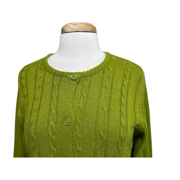 Vintage Sara Morgan Cable Knit Button Down Cardigan Sweater Women's M Green - Picture 3 of 6